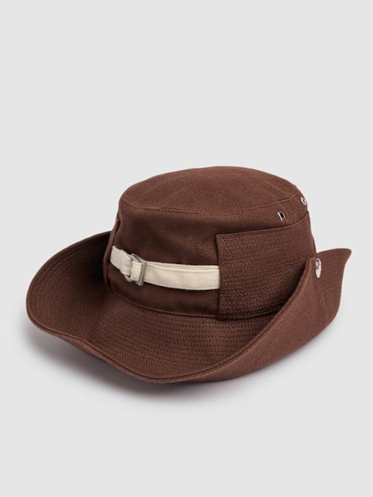 Jacquemus: Le bob de-nimes bucket hat - Brown - men_4 | Luisa Via Roma