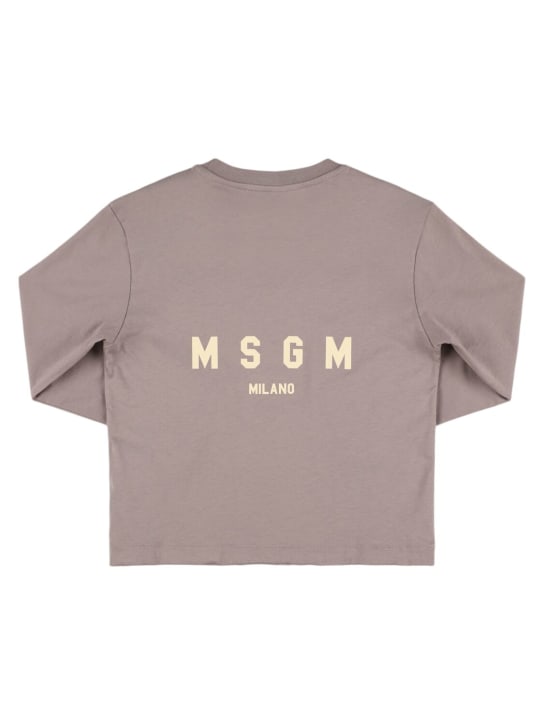 MSGM: Printed cotton jersey t-shirt - Beige - kids-girls_1 | Luisa Via Roma