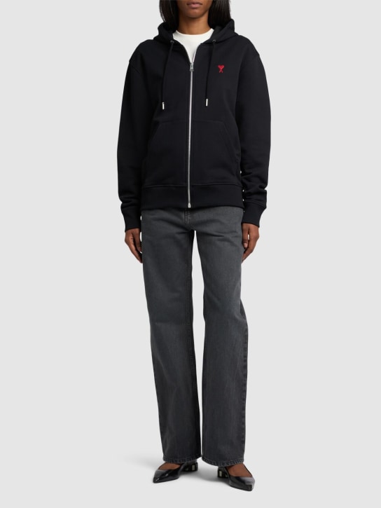 AMI Paris: Ami de Coeur cotton zip hoodie - women_1 | Luisa Via Roma