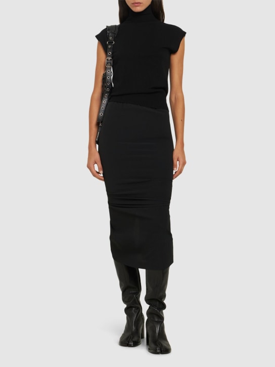 Rick Owens: Shrimp crepe midi skirt - Black - women_1 | Luisa Via Roma