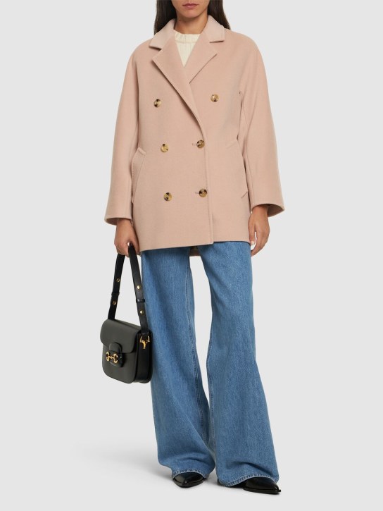 Max Mara: Rebus wool & cashmere short coat - Light Pink - women_1 | Luisa Via Roma