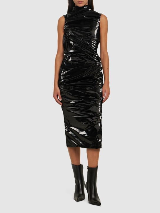 Alexander McQueen: Laminated stretch jersey dress - Black - women_1 | Luisa Via Roma