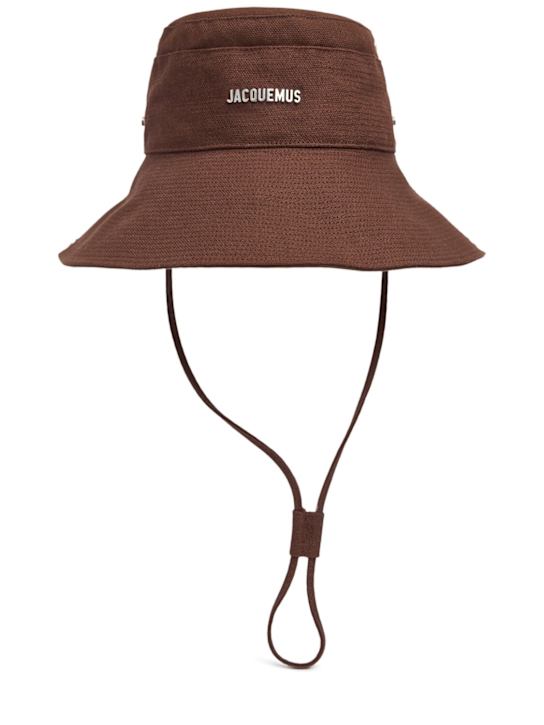 Jacquemus: Le Bob De-Nimes canvas bucket hat - Brown - women_0 | Luisa Via Roma