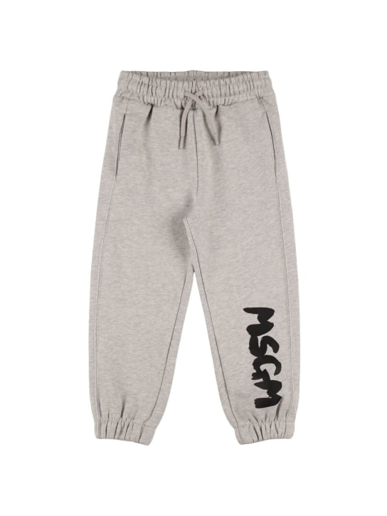 MSGM: Pantaloni in felpa di cotone - Grigio - kids-girls_0 | Luisa Via Roma