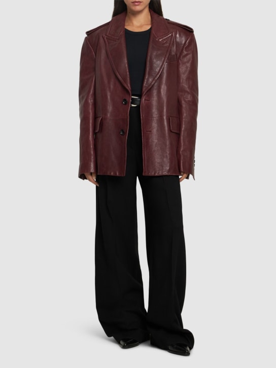 Ann Demeulemeester: Selma tailored peak lapel leather jacket - Red - women_1 | Luisa Via Roma