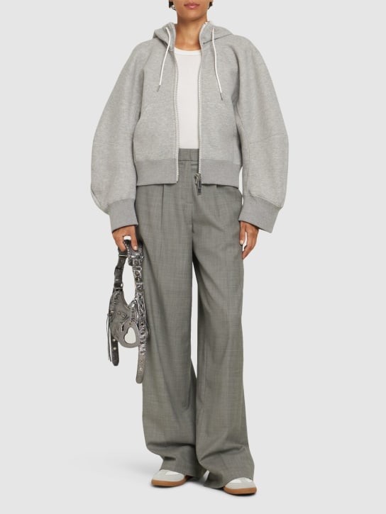 Sacai: Sponge jersey hoodie - Grey - women_1 | Luisa Via Roma