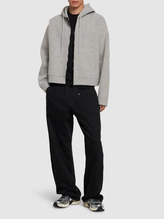 MSGM: Bonded wool blend knit sweater - Light Grey - men_1 | Luisa Via Roma