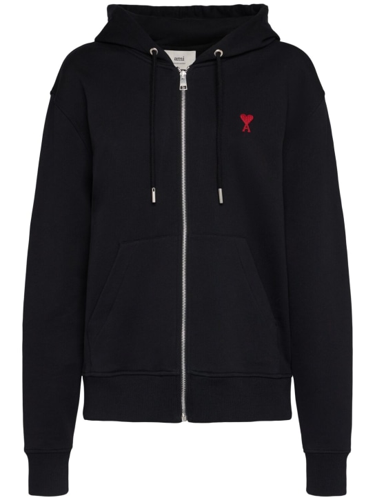 AMI Paris: Ami de Coeur cotton zip hoodie - women_0 | Luisa Via Roma