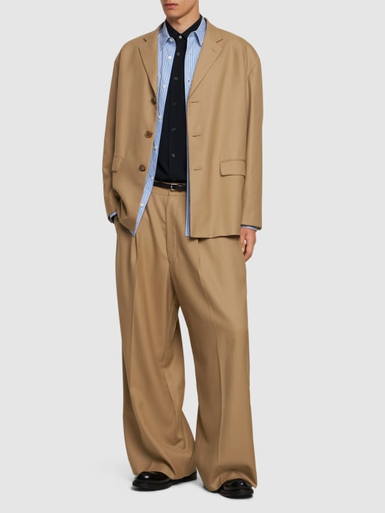 Comme des Garçons Homme: Oversize single breast wool blazer - Beige - men_1 | Luisa Via Roma