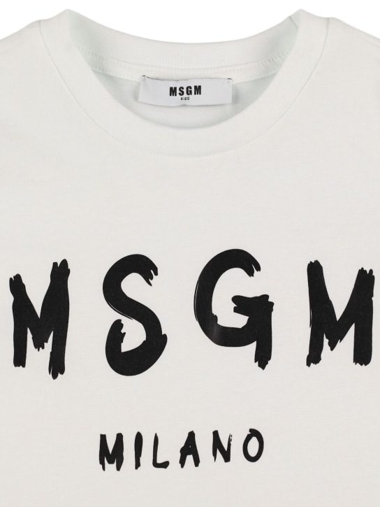 MSGM: T-shirt in jersey di cotone stampato - Bianco - kids-girls_1 | Luisa Via Roma