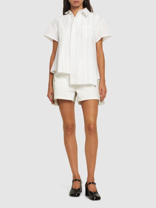 Sacai: Cotton blend poplin shirt - Off White - women_1 | Luisa Via Roma