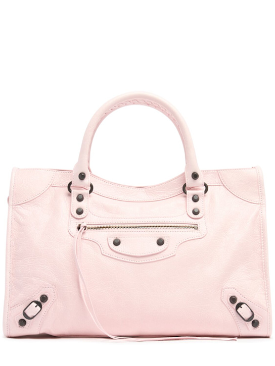 Balenciaga: Sac moyen en cuir Le City Arena Storico - Petal Pink - women_0 | Luisa Via Roma