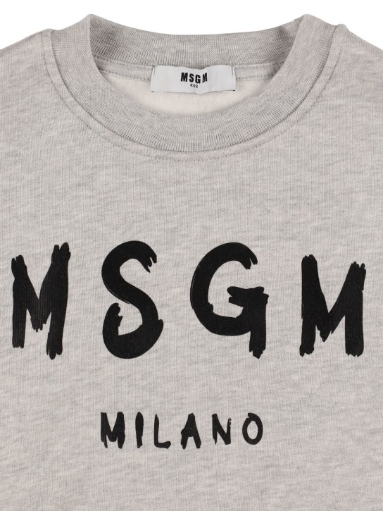 MSGM: Felpa in cotone con stampa - Grigio - kids-boys_1 | Luisa Via Roma