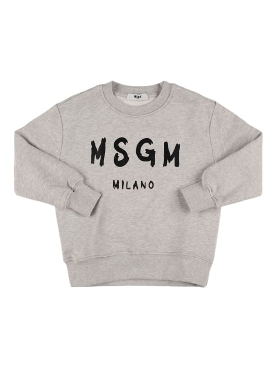 MSGM: Printed cotton sweatshirt - Grey - kids-girls_0 | Luisa Via Roma