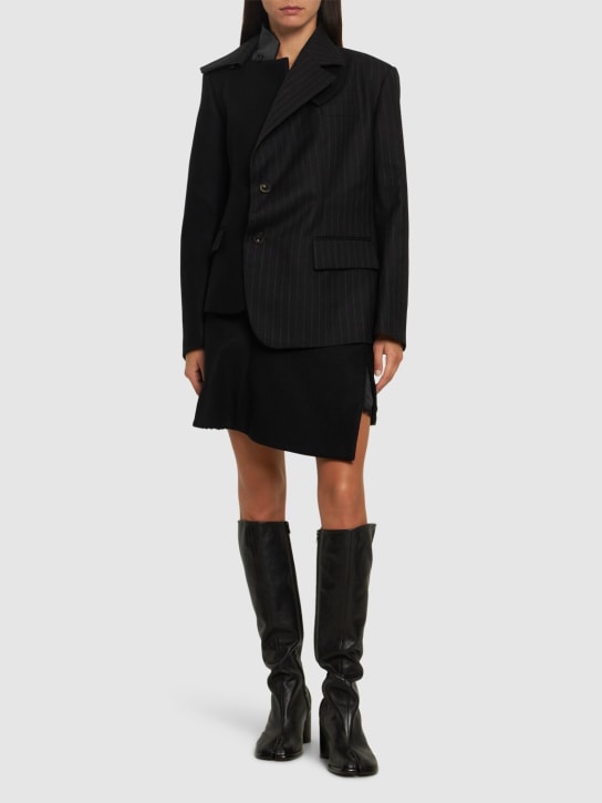 Sacai: Chalk stripe & wool melton blazer - women_1 | Luisa Via Roma