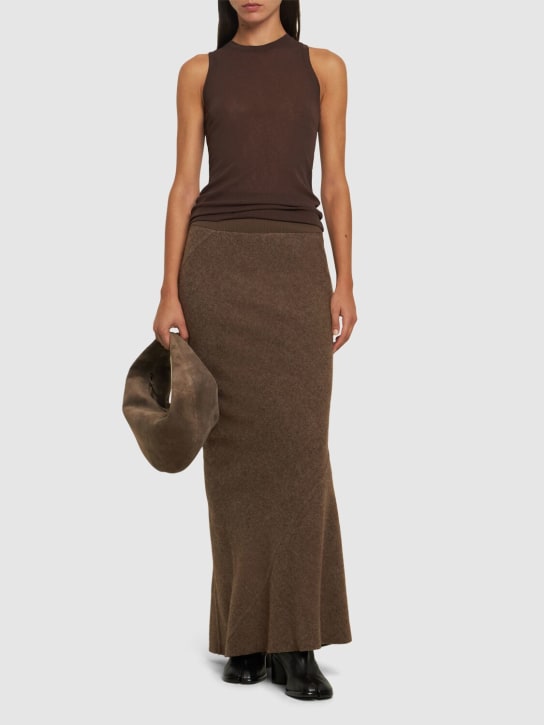 Rick Owens: Wool knit long skirt - Brown - women_1 | Luisa Via Roma