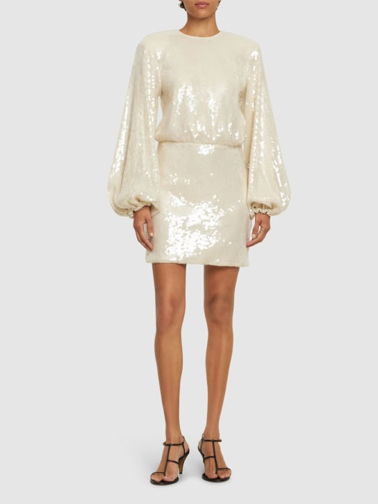 Rotate: Embellished long sleeve mini dress - White - women_1 | Luisa Via Roma