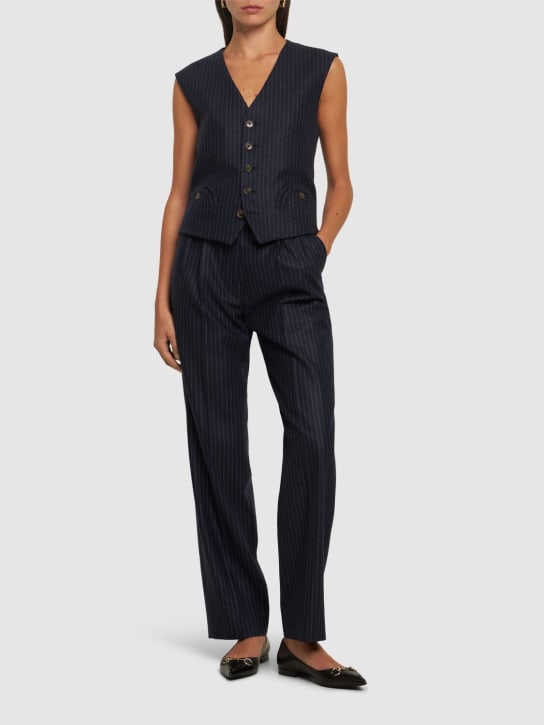 Blazé Milano: Lady Maud Fox pinstripe straight pants - Navy/Multi - women_1 | Luisa Via Roma