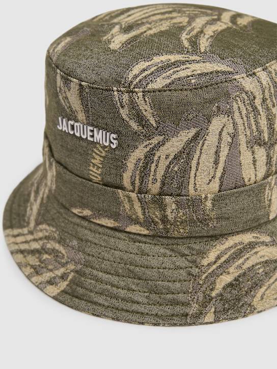 Jacquemus: Le bob gadjo cotton bucket hat - Jacquard Banana - men_2 | Luisa Via Roma