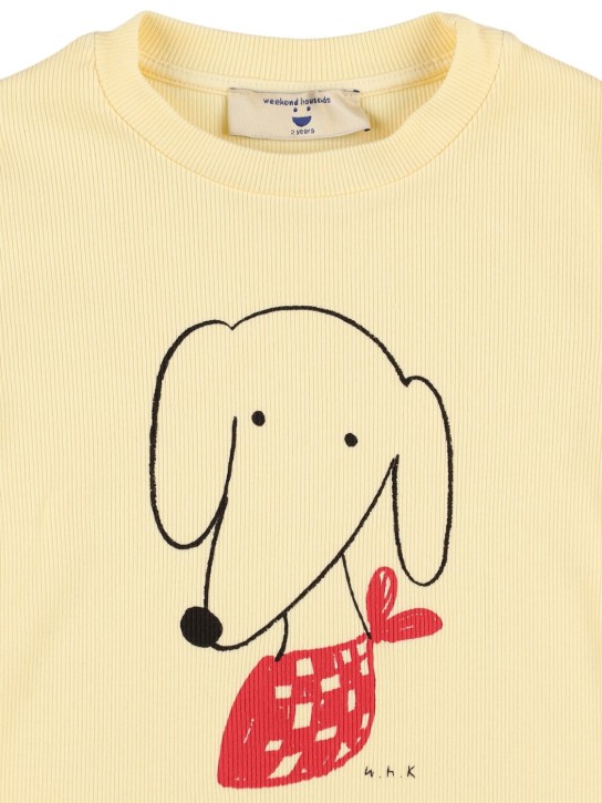 Weekend House Kids: Printed organic cotton blend t-shirt - Light Yellow - kids-boys_1 | Luisa Via Roma