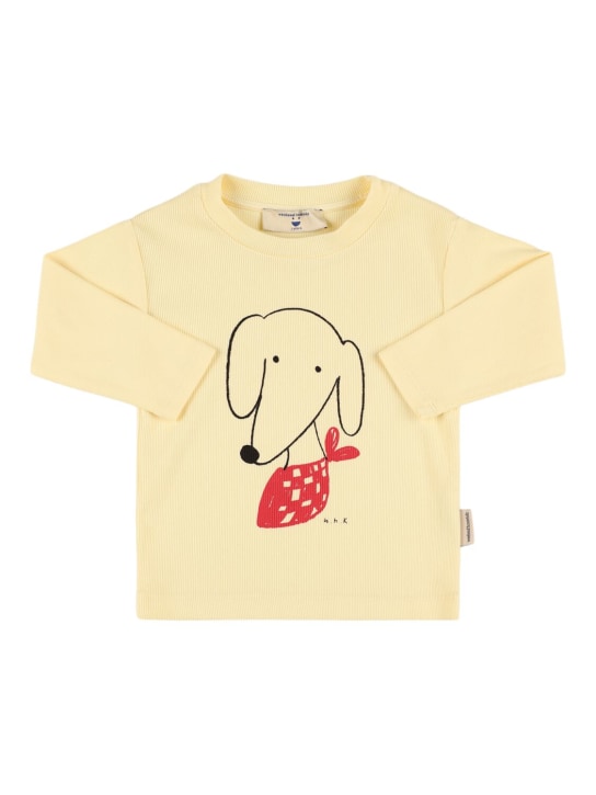 Weekend House Kids: Printed organic cotton blend t-shirt - Light Yellow - kids-boys_0 | Luisa Via Roma