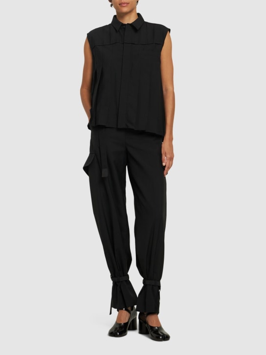 Sacai: Chemise cintrée sans manches - Noir - women_1 | Luisa Via Roma