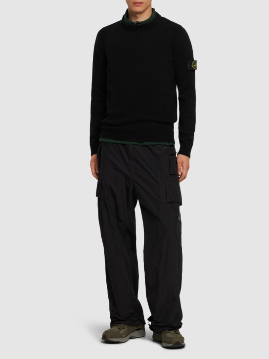 Stone Island: Wool blend crewneck sweater - Black - men_1 | Luisa Via Roma