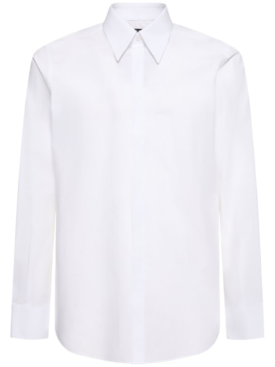 Dolce&Gabbana: Chemise en popeline de coton - Optic White - men_0 | Luisa Via Roma