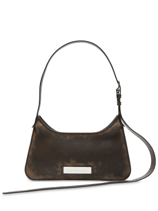 Acne Studios: Mini Schultertasche aus Leder „Platt“ - Dk Brown/Beige - women_0 | Luisa Via Roma