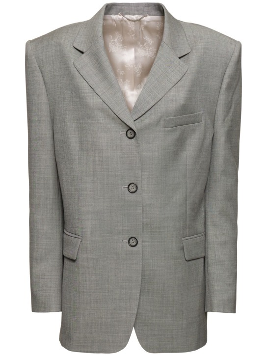 Magda Butrym: Blazer en laine stretch à simple boutonnage - Gris - women_0 | Luisa Via Roma