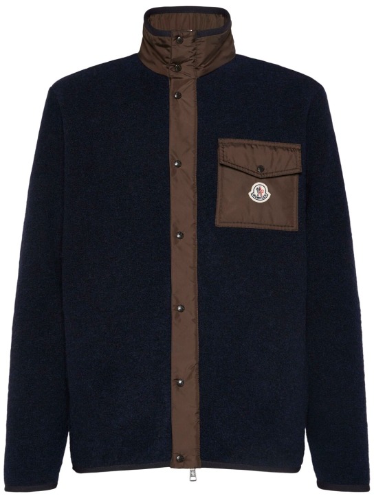 Moncler: 羊毛混纺毛绒卫衣 - men_0 | Luisa Via Roma