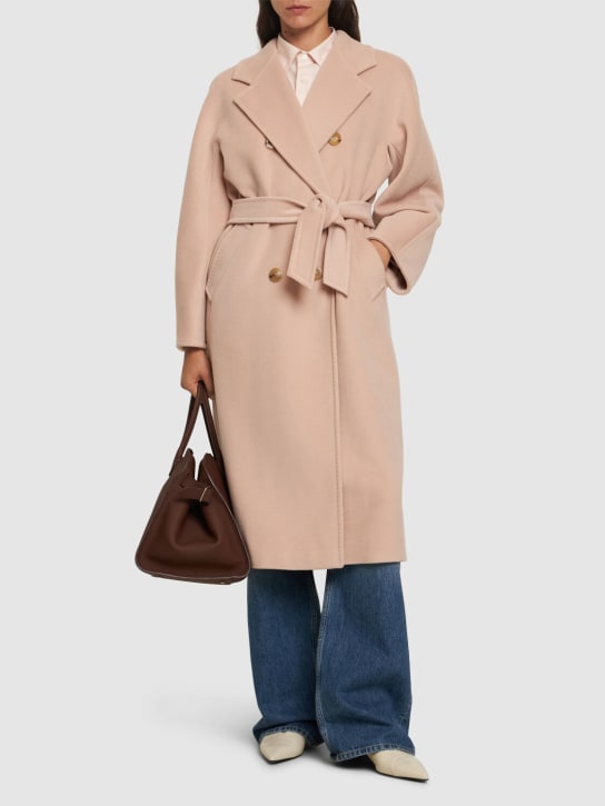 Max Mara: Madame wool double breast long coat - Light Pink - women_1 | Luisa Via Roma