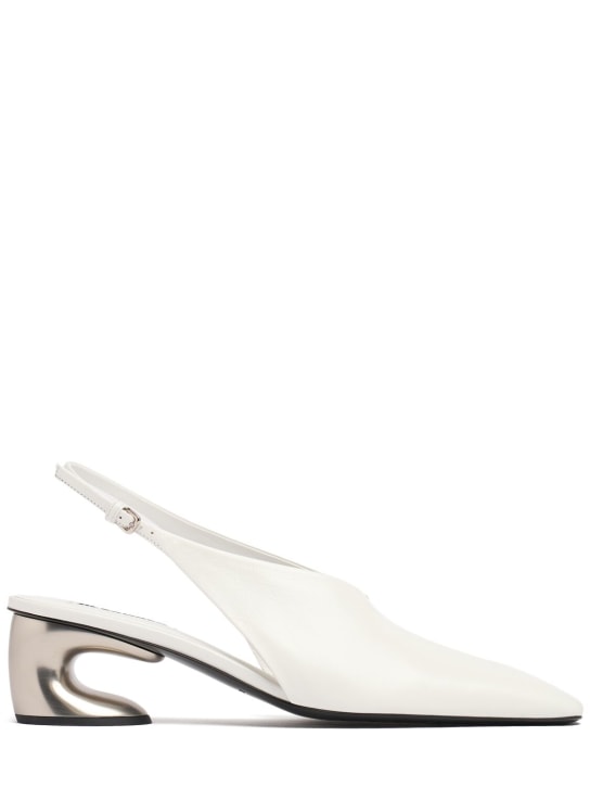 Jil Sander: Zapatos de tacón destalonados de piel 50mm - Blanco Opaco - women_0 | Luisa Via Roma