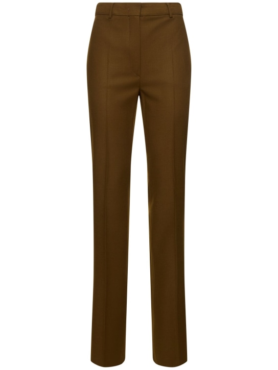 Sportmax: Mora12 flannel straight pants - Khaki - women_0 | Luisa Via Roma