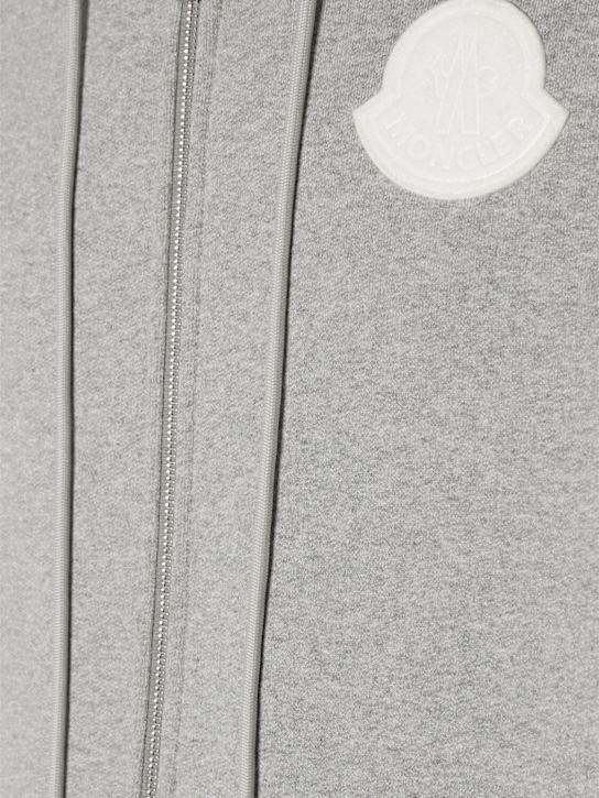 Moncler: Logo patch cotton zip-up hoodie - men_4 | Luisa Via Roma