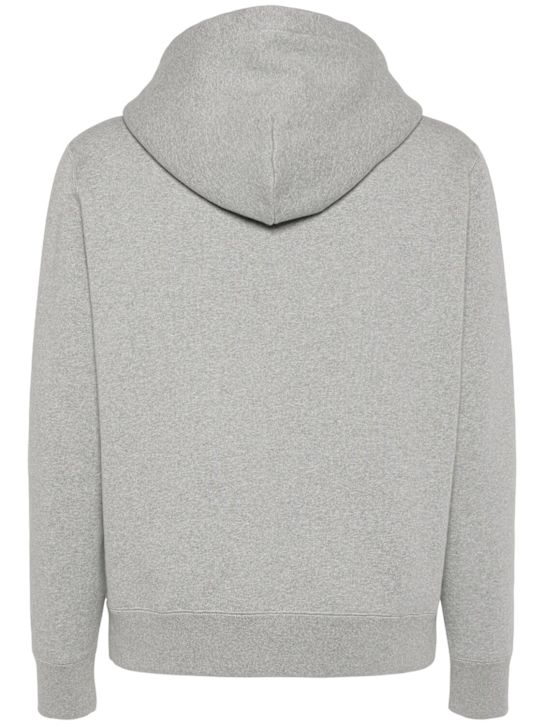 Moncler: Logo patch cotton zip-up hoodie - men_3 | Luisa Via Roma