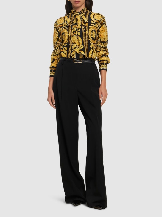 Versace: Baroque print silk shirt - Black/Gold - women_1 | Luisa Via Roma