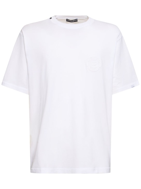 Dolce&Gabbana: T-Shirt aus Baumwolljersey - Optic White - men_0 | Luisa Via Roma