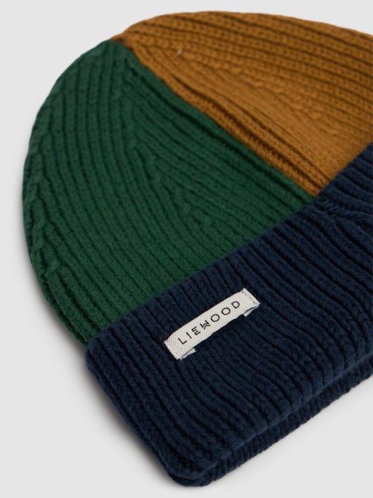 Liewood: Organic cotton knit beanie - Blue/Green - kids-boys_1 | Luisa Via Roma