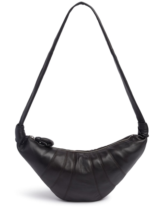 Lemaire: Medium Croissant soft nappa shoulder bag - Dark Brown - women_0 | Luisa Via Roma