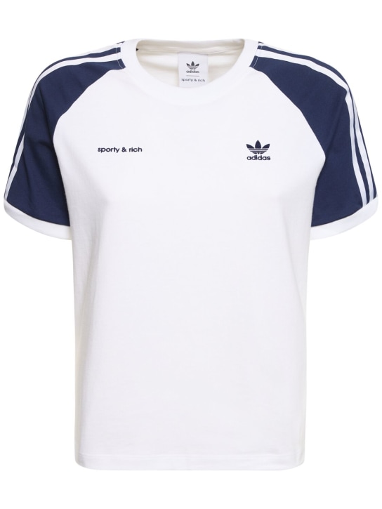 adidas Originals: Sporty & Rich short sleeve t-shirt - White/Navy - women_0 | Luisa Via Roma