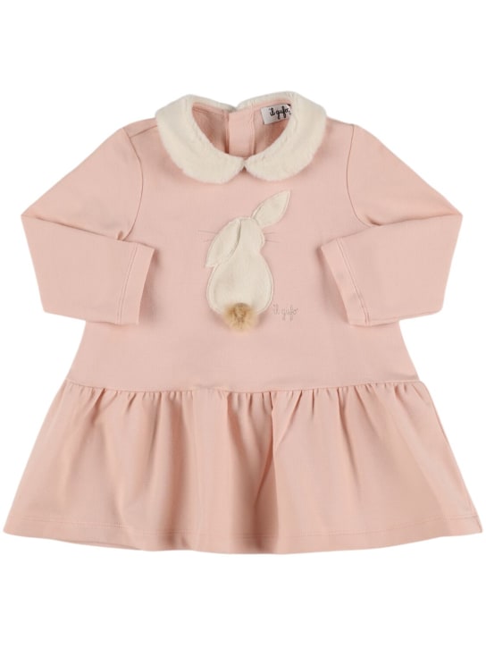 Il Gufo: Stretch cotton jersey dress - Pink - kids-girls_0 | Luisa Via Roma