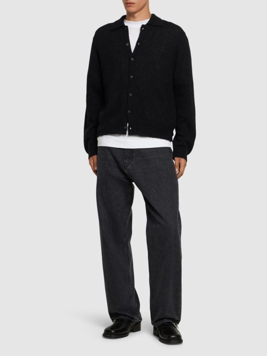 Our Legacy: Evening long-sleeve knit polo cardigan - Black - men_1 | Luisa Via Roma