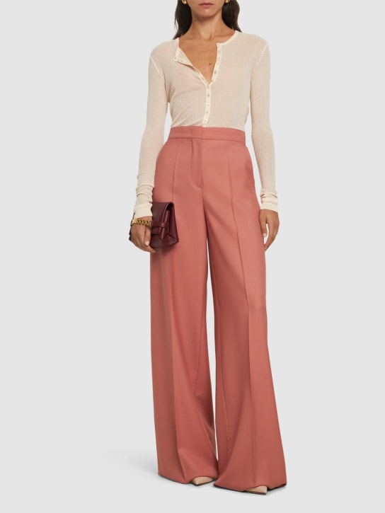Max Mara: Senna wool gabardine wide pants - women_1 | Luisa Via Roma