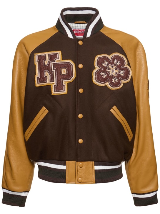 Kenzo Paris: Veste bomber varsity Boke - Marron Foncé - men_0 | Luisa Via Roma