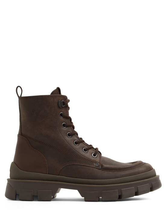Moncler: 7.8cm Hevea leather ankle boots - men_0 | Luisa Via Roma