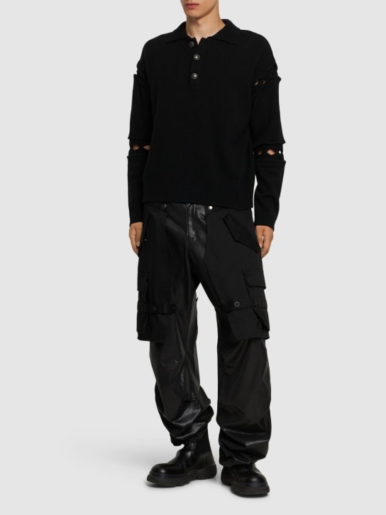 Andersson Bell: Cutout polo sweater - Black - men_1 | Luisa Via Roma