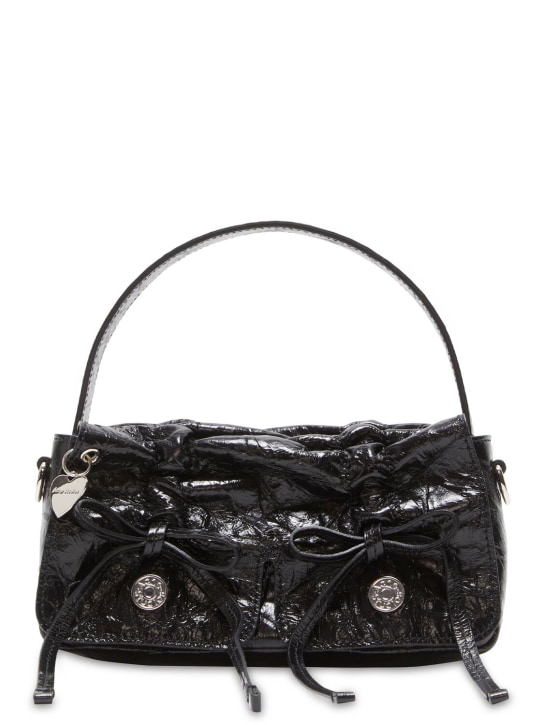 Acne Studios: Borsa in pelle craclé con tasche - Nero - women_0 | Luisa Via Roma