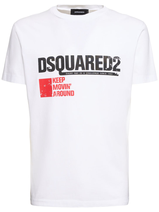 Dsquared2: Cotton jersey logo t-shirt - men_0 | Luisa Via Roma