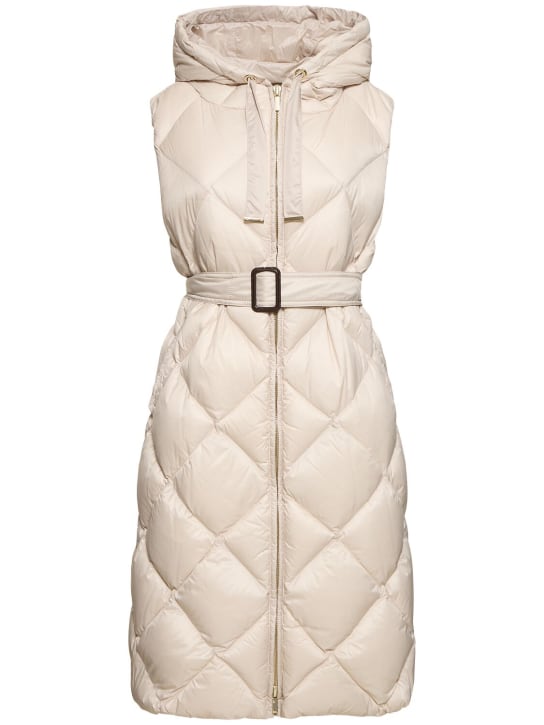 Max Mara: Tregil waterproof quilted long down vest - White - women_0 | Luisa Via Roma